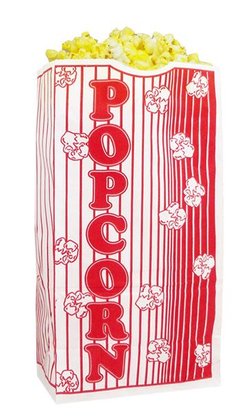 Case of 100 MEDIUM Individual Popcorn Serving Bags  Standalone Flat 