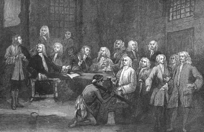 Law Trial. Fleet Prison.By Wm. Hogarth. Old Print.1891  