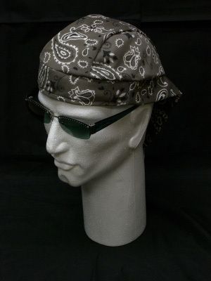 Spandex Urban Grey Paisley Doo Rag Sweatband Headwrap  