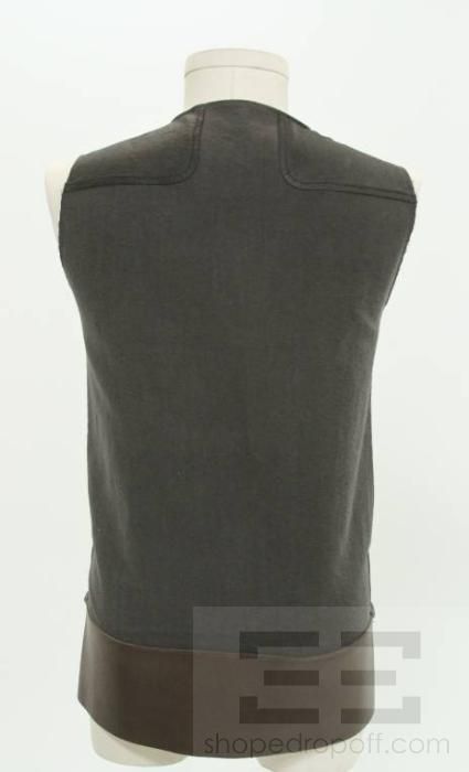 Rick Owens Anthem S/S11 Brown & Black Leather Mens Dark Shadow Vest 