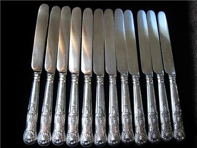 Antique Sterling Aaron Hadfield Georgian Kings set 24  