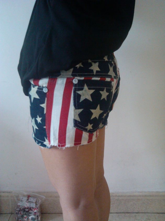 Japan USA American Flag Handle Star Short Jeans Short Pants Cowboy 