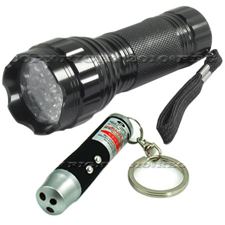 BLACK 20 LED FLASHLIGHT+3IN1 LED&UV ULTRAVIOLET&RED LASER POINTER 