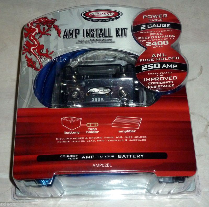 TSUNAMI AMP02BL 2 GA /2400 WATT AMPLIFIER INSTALL KIT  