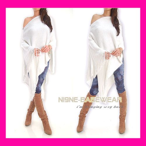 ELEGANT PLUSH ASYMMETRIC IVORY PONCHO TOP AUS 6 8 10  