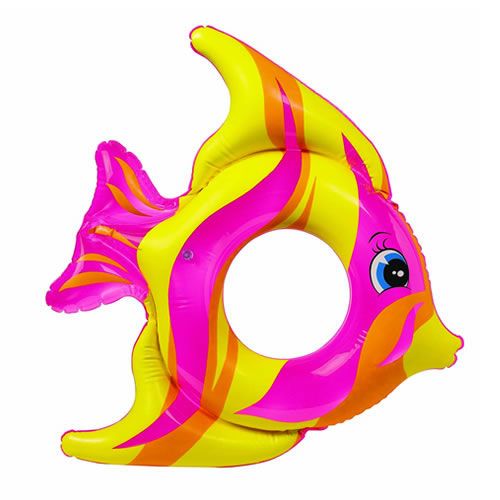 TROPICAL FISH SWIM RING SWIMMING POOL TOY /PINK/YELLOW  