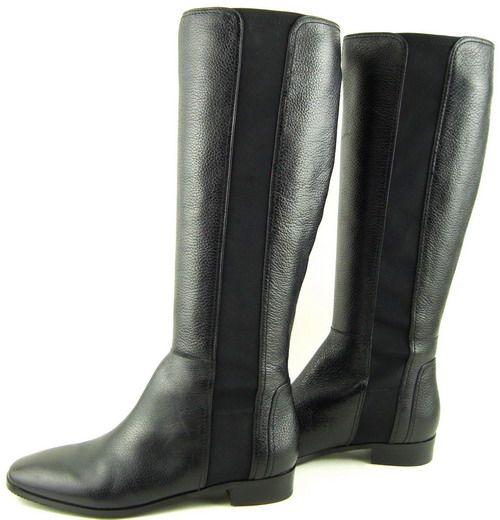 ELLEN TRACY BLAINE Black Leather Womens Shoes High Tall Boots 6 M 