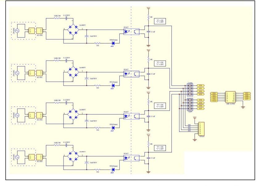 INBOARD   AC Opto Isolation 4 Input Channels Board  