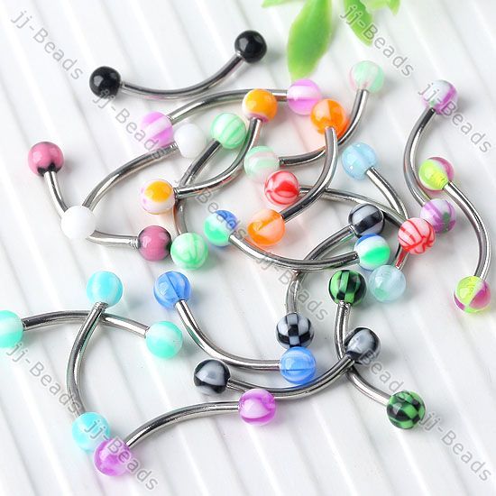   Steel UV Ball Barbell Curved Rings Eyebrow Bar Tragus Piercing  