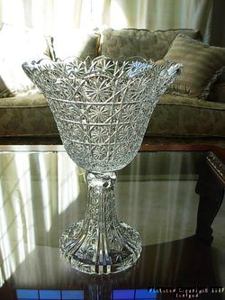 TOWLE Crystal Pinstar Centerpiece Bowl Punch Compote 14 3/8 Tall 