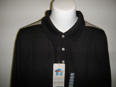 NWT Official PGA Tour Dry Mens Golf Polo Shirt Short Sleeve BLACK Sz 