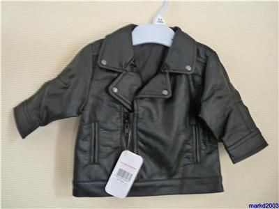 BABY BOUTIQUE BLACK BIKER JACKET 9 12mths BNWT  