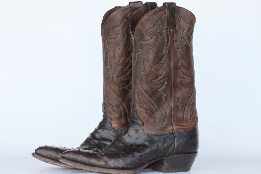 Nice full quill ostrich Justin mens cowboy boots 9.5 D, Made in USA 