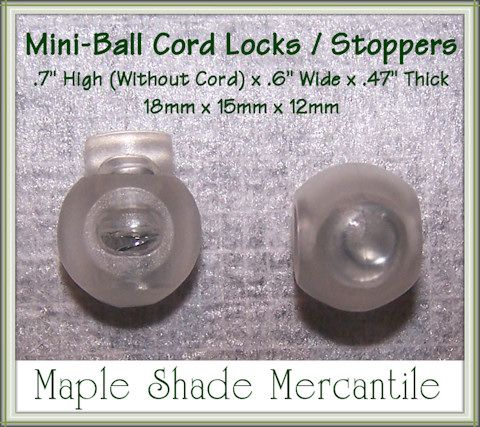 Cord Toggles, Cordlocks   Mini Ball Style, Frost, 25 pc  