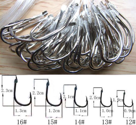 50 pc(or 40pcs) Sharpen octopus Fishhook+50cm Line  