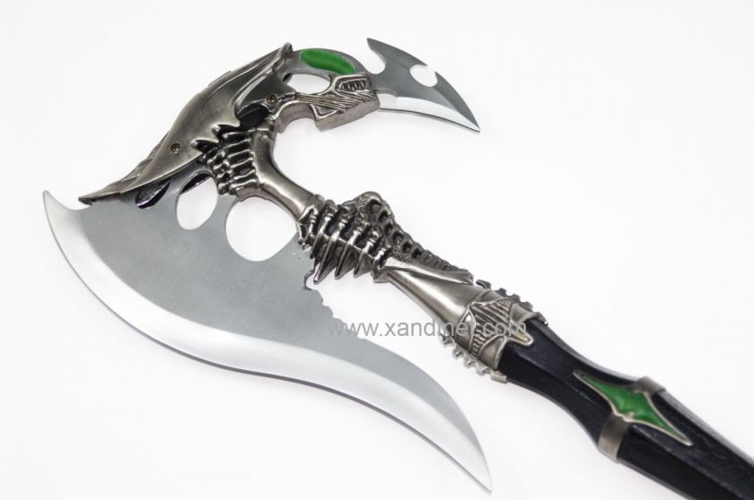 Fantasy Emerald Barbarian Berserker Battle Axe w/ Plaqu  