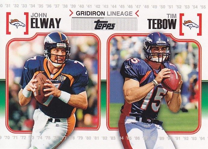 TIM TEBOW   JOHN ELWAY 2010 Topps GRIDIRON LINEAGE #GL ET  