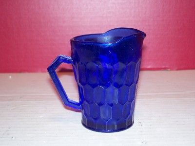 VINTAGE SHIRLEY TEMPLE COBALT BLUE GLASS PITCHER  