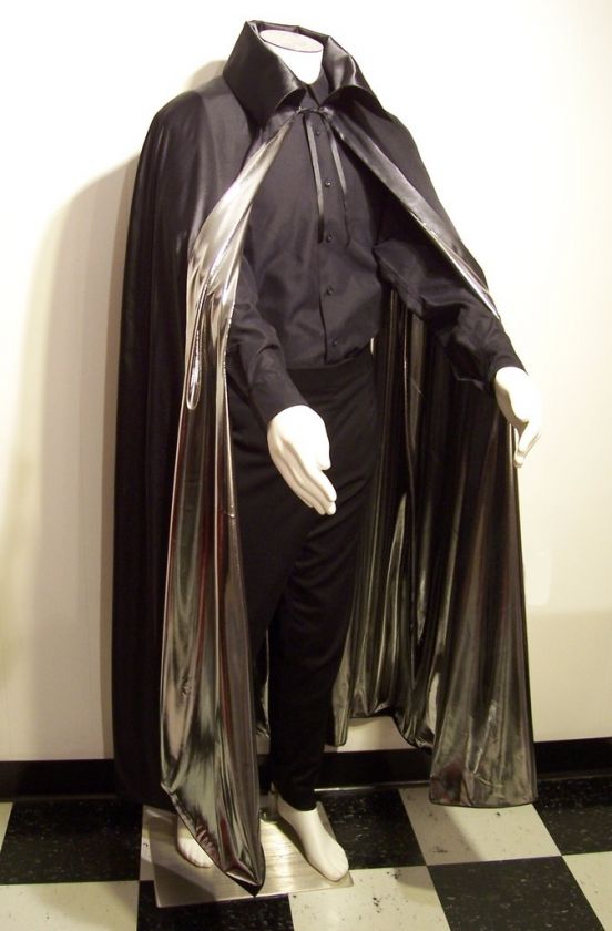 Phantom Of The Paradise Liquid Silver Lame Black CAPE  