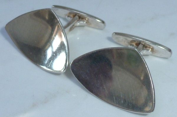 DANISH SILVER CUFFLINKS MODERN CONCAVE TH.SKAT RORDAM DENMARK STERLING 