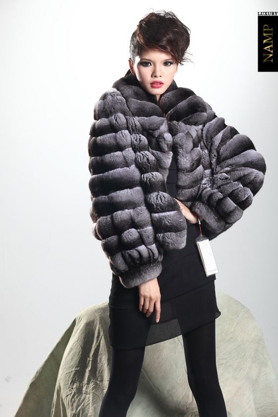 2012 Top luxury Chinchilla Fur Coat + Silver  