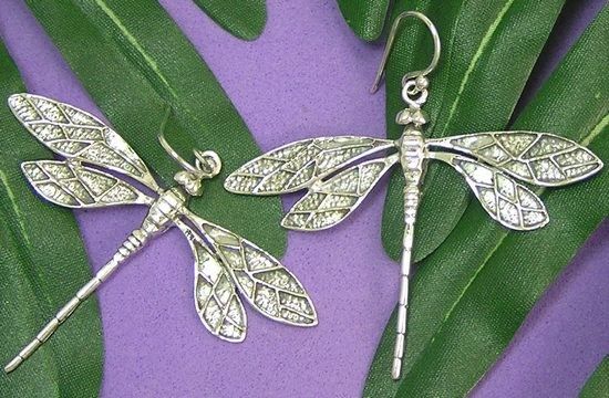 E2923 THAI 925 Sterling Silver LOVELY DRAGONFLY DANGLE Earrings  