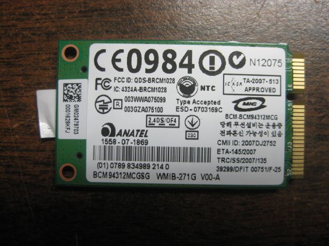 Lenovo G550 2958 ACU 802.11 bg wireless BCM94312MCGSG  