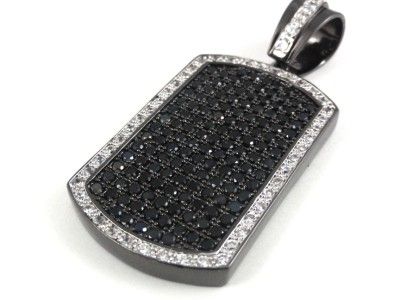 Mens Black Gold Finish Black & White/Black & Yellow Dog Tag Charm 