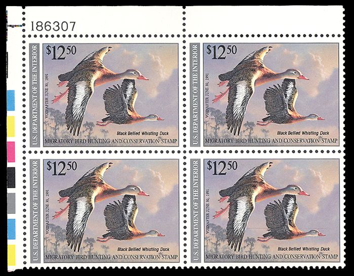 RW57   VF XF MNH 1990 UL Plate Block of 4  