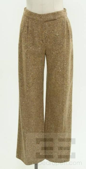 Valentino Tan & Orange Tweed Trouser Pants  