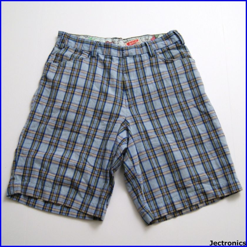 HOLLISTER PLAID MADRAS GOLF BLUE SHORTS MENS SIZE 30  