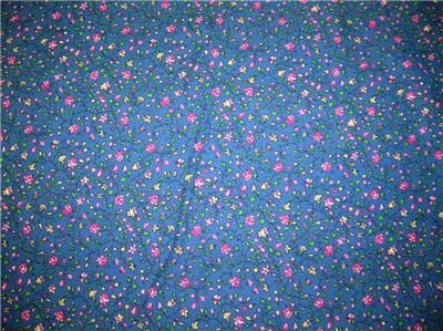 New Calico Blue Pink Fabric BTY Flowers Floral  