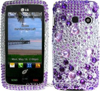 BLING 3D PURPLE HT Case Cover Sprint Virgin LG RUMOR TOUCH BANTER 