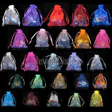 200 Assorted Organza Wedding Bomboniere Gift Bags 7X9cm  