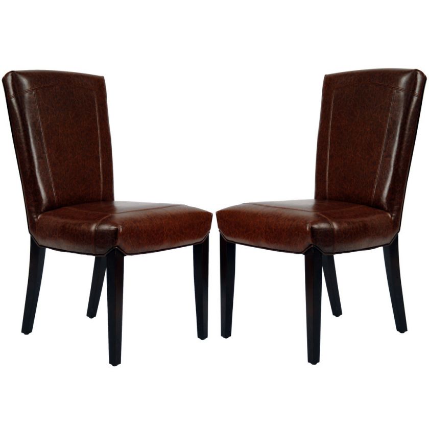 New Bowery Brown Marbled Leather Side Chair (Set of 2)  