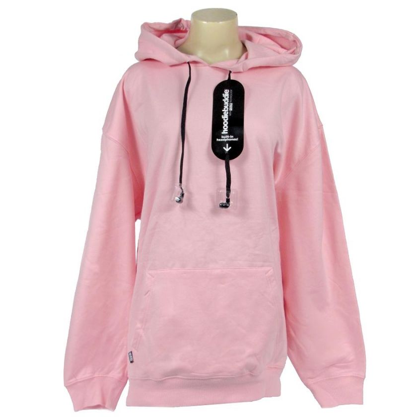 Pink Hoodie Buddie  Headphone Jacket Sweatshirt Earbud Pullover S M 