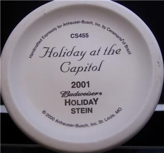 Anheuser Holiday Stein 2001 Holiday At The Capitol  