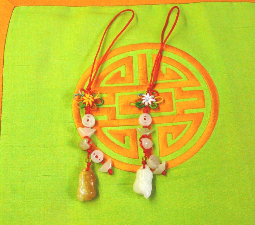 Chinese Carve Jade Hu Lu (Gourd) Tassel w091  