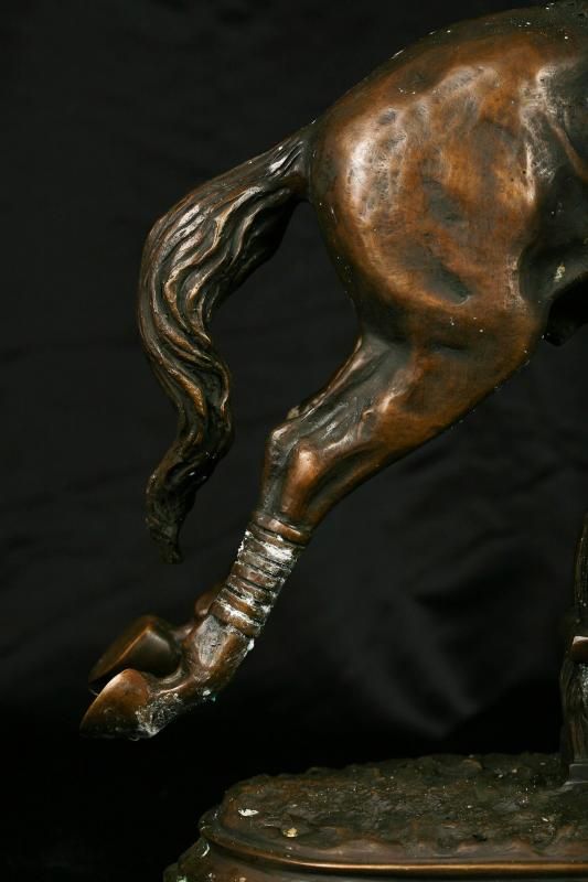 French Bronze Horse & Jockey Statue Horses Steeplechase  