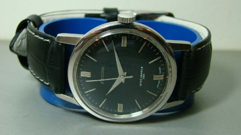 VINTAGE ENICAR WINDING STAR JEWELS SWISS MENS STEEL WRIST WATCH OLD 