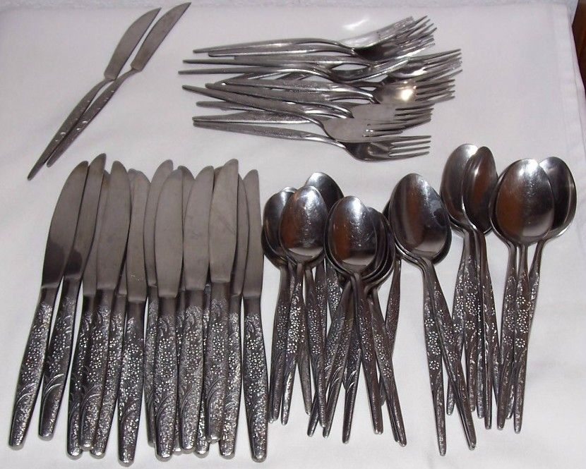 59)Pcs NASCO TINA STAINLESS FLATWARE Satin Finish  