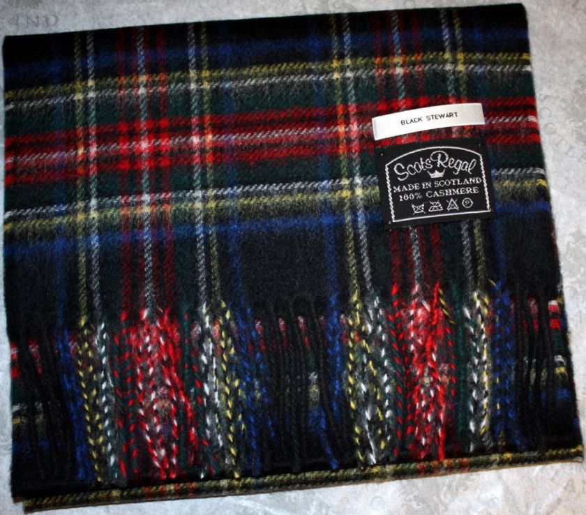 Scots Regal Scottish Cashmere Tartan Scarf Stewart Blac  