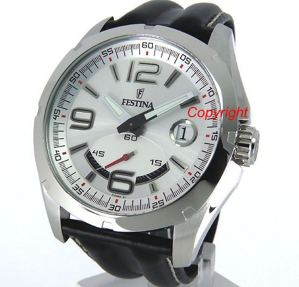 FESTINA WATCH MEN SOLID STEEL DATE LEATHER F16481/1  