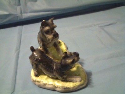 VINTAGE SHAFFORD TWO SCHNAUZER PLAYFUL PUPPY DOGS FIGURINE #112 JAPAN 