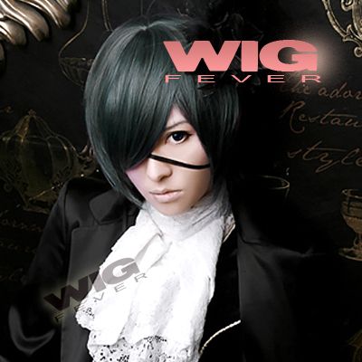 Black Butler Ciel Short Dark Grey Cosplay Layered Wig  