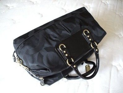 NWT Coach Madison Op Art Blk Signature C Duffle Travel XL Sabrina Tote 