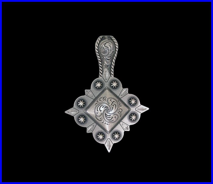 Western Cowgirl/Cowboy Silver Old West Concho Pendant  