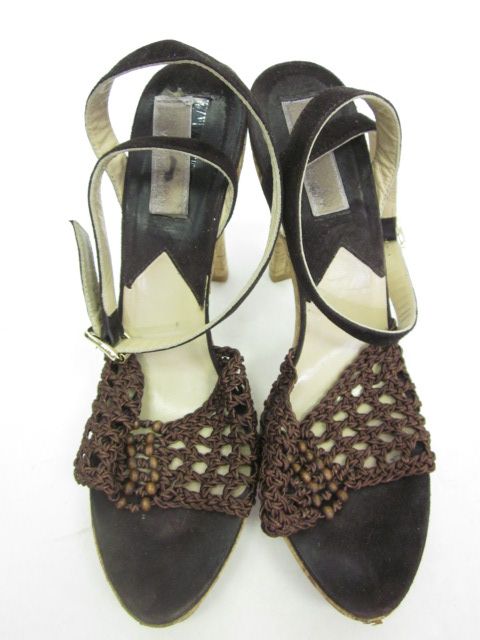 MICHAEL KORS Brown Winston Macrame Sandals Heels 9 IB  