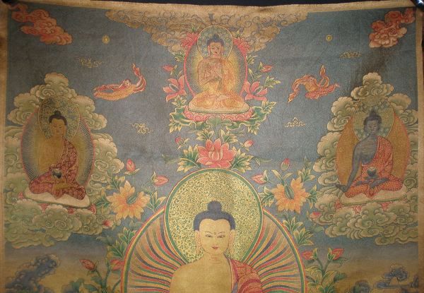 28 Tibet Silk Inwrought Thangka Shakyamuni  