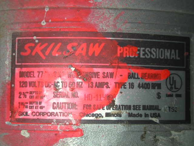 Skil Skilsaw 77 HD77 Worm Drive Circular Saw w/ Short Cord  